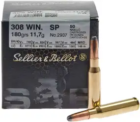 Патрон Sellier & Bellot кал. 308 Win пуля SP масса 11,7 г/ 180 гр