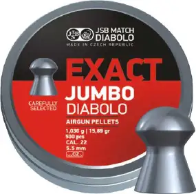 Кулі пневматичні JSB Diabolo Exact Jumbo. Кал. 5.52 мм. Вага - 1.03 г. 500 шт/уп
