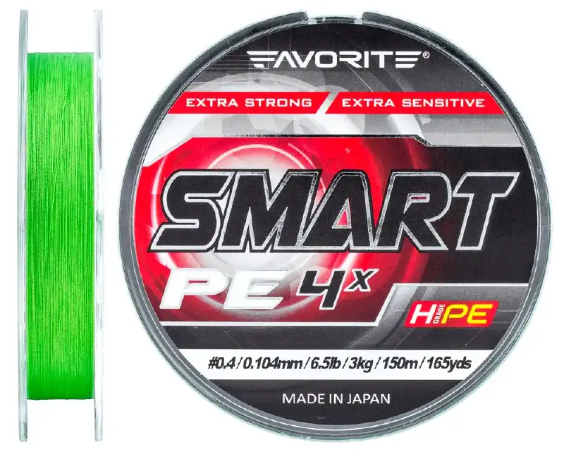 Шнур Favorite Smart PE 4x 150м (салат.) #0.4/0.104мм 3кг