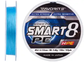 Шнур Favorite Smart PE 8x 150м (sky blue) #0.6/0.132 mm 9lb/5.4 кг