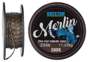 Поводковый материал Kryston Merlin Fast Sinking Supple Braid 20m 35lb ц:dark silt
