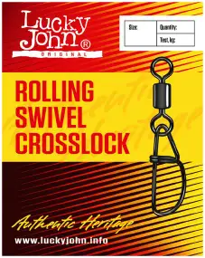 Вертлюжок с застежкой Lucky John Roling Swivel Crosslock №3/0 70кг (10шт/уп)