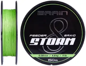 Шнур Brain Storm 8X (lime) 150m 0.16mm 25lb/11.1kg