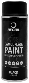 Краска маскировочная аэрозольная RecOil. Цвет - черный. Объем - 400 мл