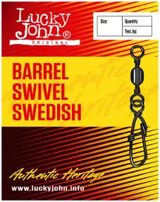 Вертлюжок із застібкою Lucky John Barrel Swivel Swedish №8 19кг (10шт/уп)
