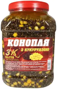 Зернова суміш 3KBaits Конопля з кукурудзою (70/30) банка 3л