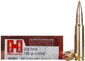 Патрон Hornady Superformance Match кал. 308 Win пуля A-Max масса 10,9 г/168 гран