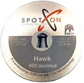 Пули пневматические Spoton Hawk кал. 4,5 мм. Вес - 0,67 г. 400 шт/уп