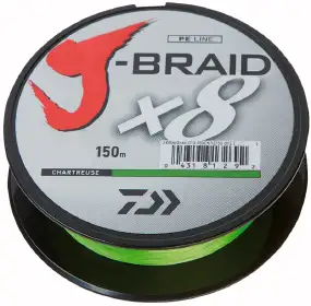 Шнур Daiwa J-Braid X8 150m (Chartreuse) 0.16mm 20lb/9.0kg