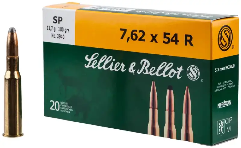 Патрон Sellier & Bellot кал. 7,62x54 R пуля SP масса 11,7 г/ 180 гр