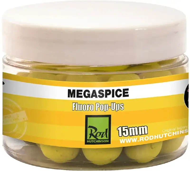 Бойлы Rod Hutchinson Fluoro Pop Ups Megaspice with Natural Ultimate Spice Blend 15mm
