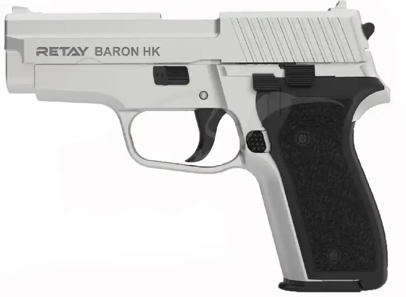 Пистолет стартовый Retay Baron HK кал. 9 мм. Цвет - chrome.
