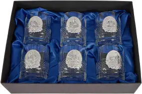 Подарунковий набір склянок Boss Crystal "Козаки" зі срібними накладками