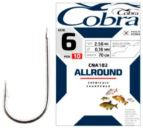 Крючок с поводком Cobra Allround CNA102 70см (10шт)