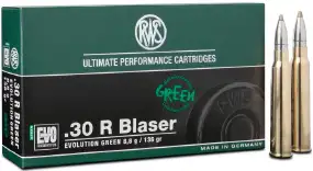 Патрон RWS кал. 30R Blaser пуля EVO Green масса 8,8 г/136 гран