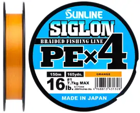 Шнур Sunline Siglon PE х4 300m (оранж.) #2.0/0.242 mm 35lb/15.5 kg