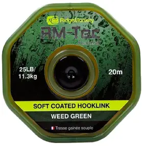 Повідковий матеріал RidgeMonkey RM-Tec Soft Coated Hooklink Weed Green 25lb 20м