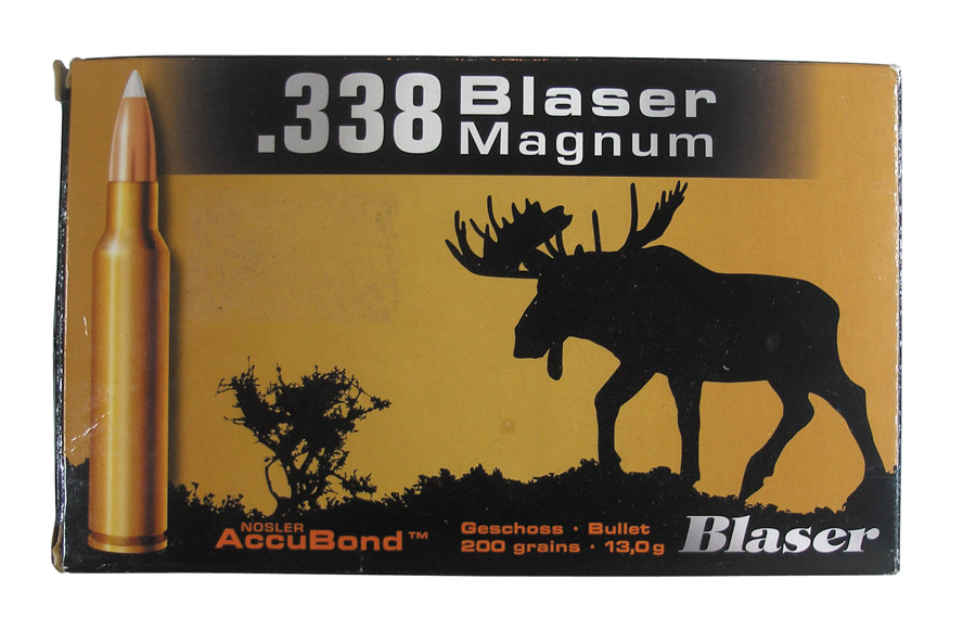 «Фирменная» коробка от патронов .338 Blaser Magnum