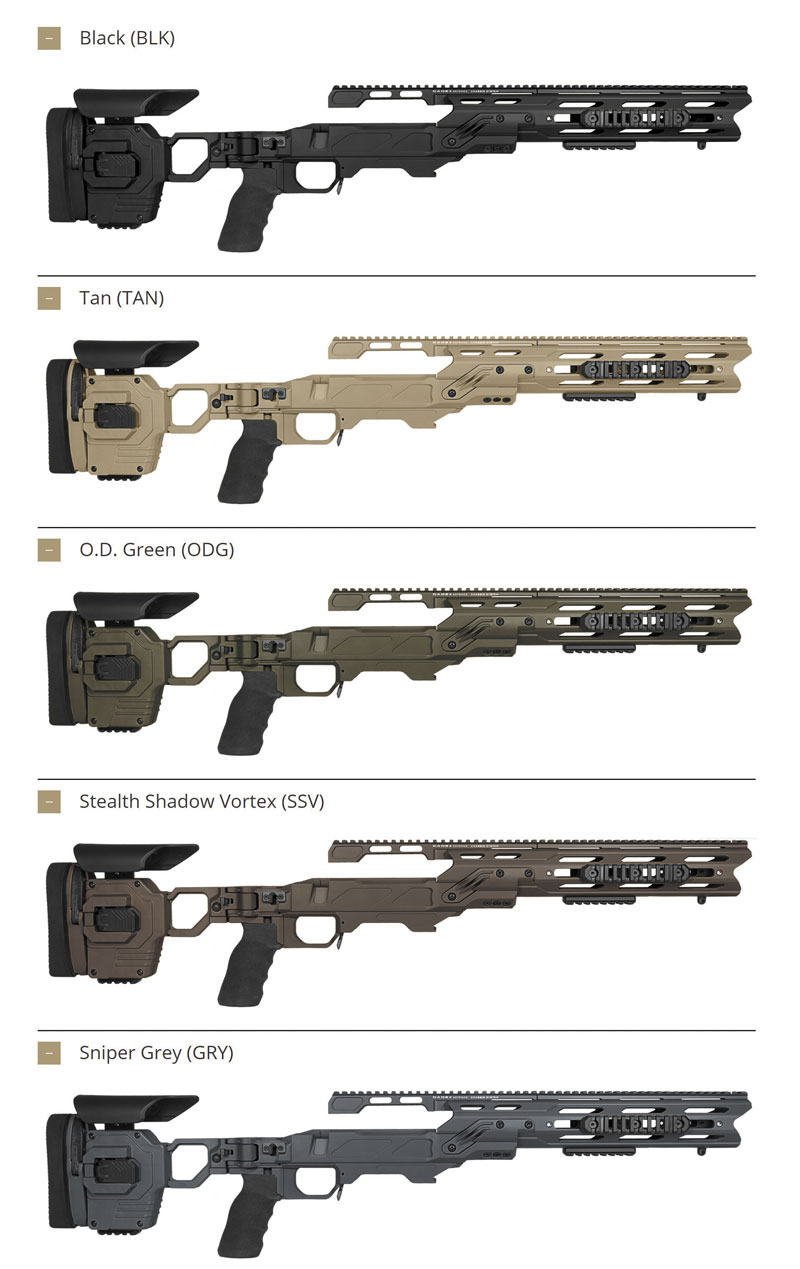  Шасси Cadex Dual Strike выпускаются уже несколько лет для множества оружейных платформ, калибров и в различных расцветках
