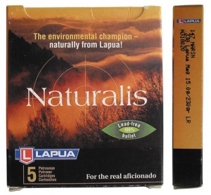 Коробка фирмы Lapua на 5 патронов .338 LM, снаряженных пулями Naturalis массой 15,0 г (230 гран)