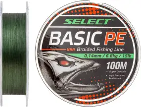 Шнур Select Basic PE Green 100m 0.22mm 30lb/13.6kg
