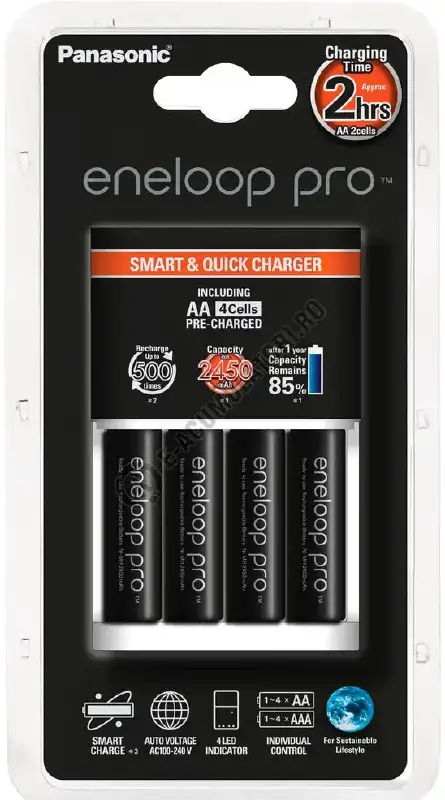 Зарядное устройство Panasonic Smart-Quick Charger+Eneloop Pro 4AA 2450 mAh NI-MH