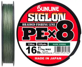 Шнур Sunline Siglon PE х8 150m (темн-зел.) #1.0/0.171 mm 16lb/7.7 kg
