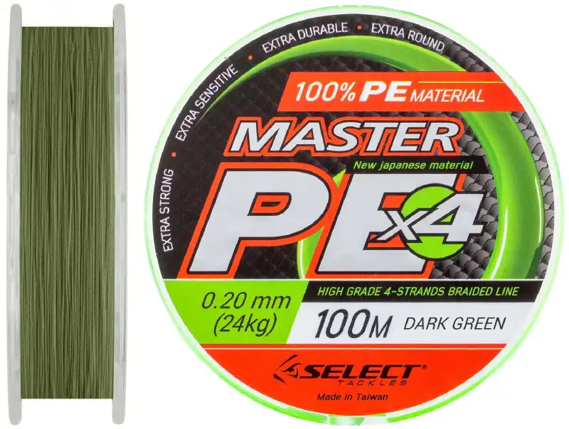 Шнур Select Master PE 100m 0.20 мм 24кг темн.-зел.