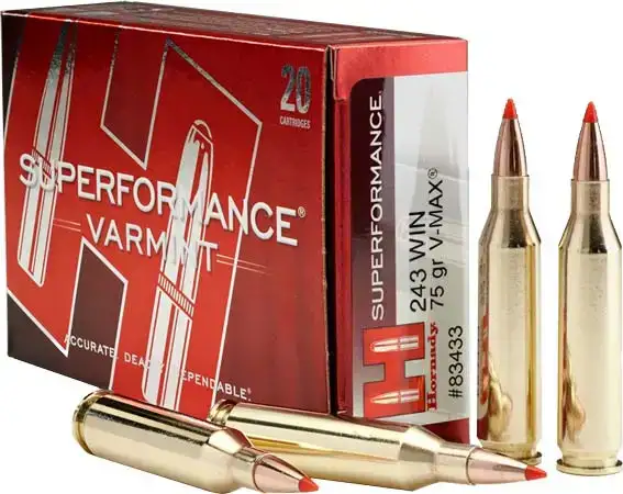 Патрон Hornady Superformance Varmint кал. 243 Win куля V-Max маса 75 гр 4,7 г/75 гран
