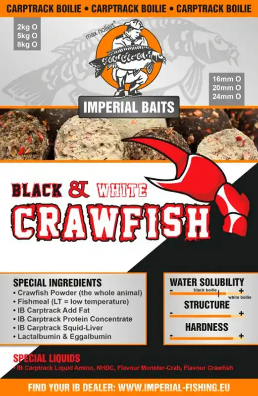 Бойли Imperial Baits Carptrack Crawfish black & white Boilie 24мм 8кг