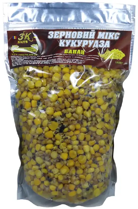 Зерновая смесь 3KBaits Зерновой Микс Кукуруза (банан) 1кг