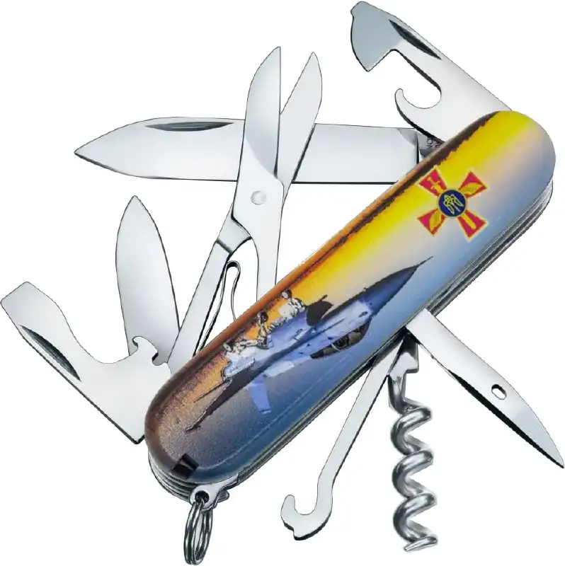 Нож Victorinox Climber Army Самолет + Эмблема ПС ЗСУ 1.3703.3_W3040p