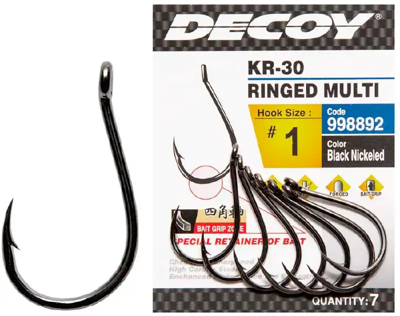 Крючок Decoy KR-30 Ringed Multi #5 (8 шт/уп)