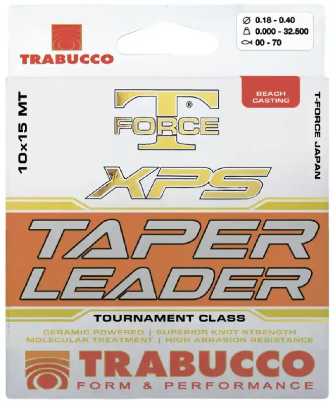 Шоклидер Trabucco T-Force Taper Leader 15m 0.23-0.57mm 6.95-32.50kg (10шт)