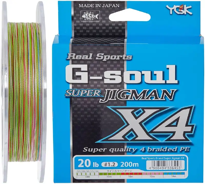 Шнур YGK Super Jig Man X4 200m (мультіколор) #2.0/0.242mm 30lb