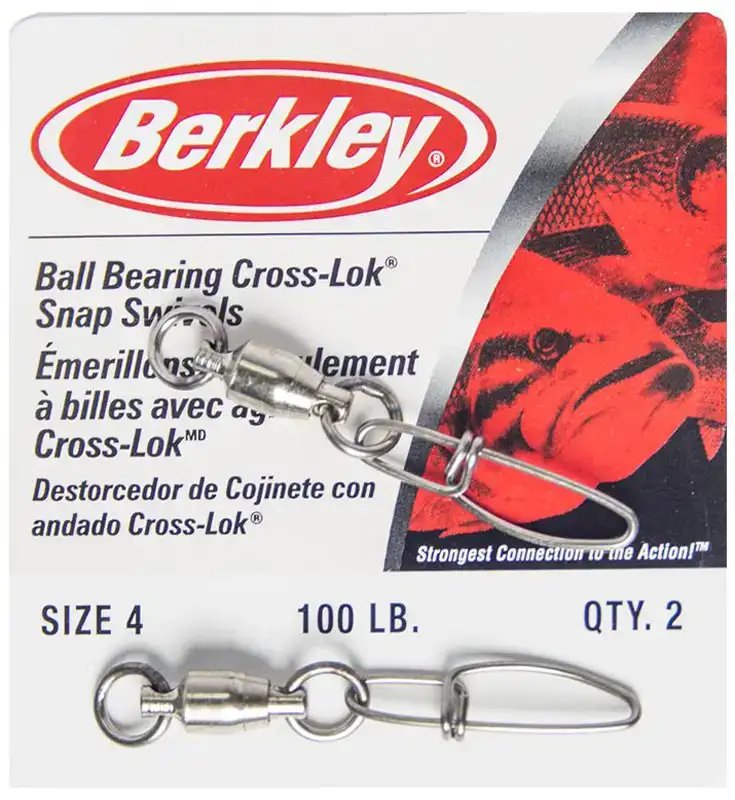 Вертлюжок с застежкой Berkley Mc Mahon Ball Bearing With Cross-Lok Snap Swivels 6 sizes 275lb (2шт/уп) Nickel