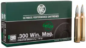 Патрон RWS кал. 300 Win Mag пуля EVO Green масса 8,8 г/136 гран