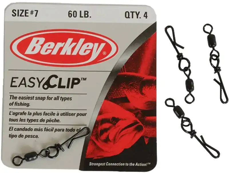 Вертлюжок с застежкой Berkley Mc Mahon Easy Clip Snaps/Swivels 5 sizes 80lb (4шт/уп) Black