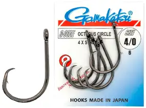 Крючок Gamakatsu Octopus Circle 4X Strong №6/0 (6шт/уп) ц:black