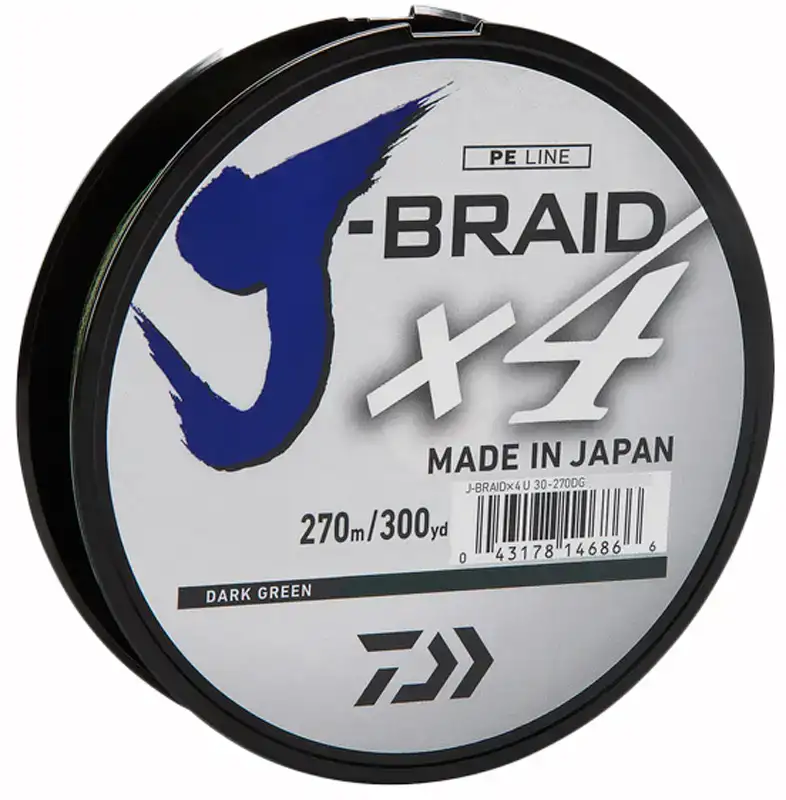 Шнур Daiwa J-Braid X4E 270m (Dark Green) 0.13mm 13lb/5.9kg