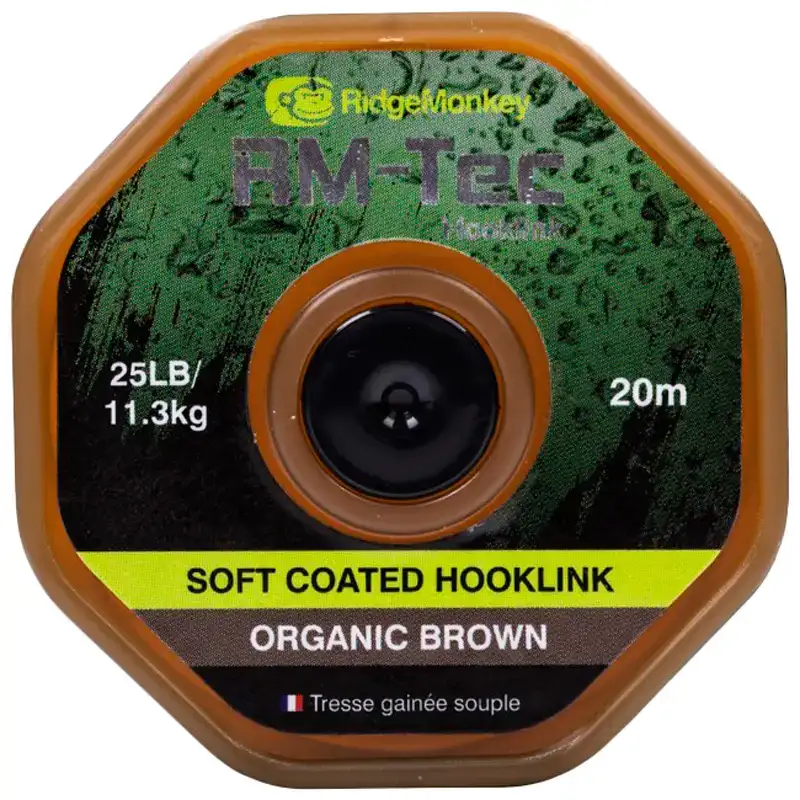 Поводковый материал RidgeMonkey RM-Tec Soft Coated Hooklink Organic Brown 25lb 20м