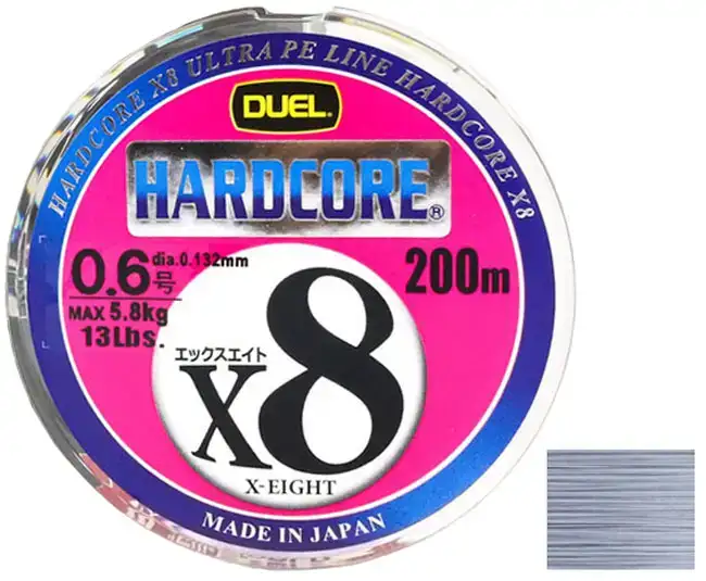 Шнур Duel Hardcore X8 200m #0.6/0.132mm 13lb/5.8kg ц:silver
