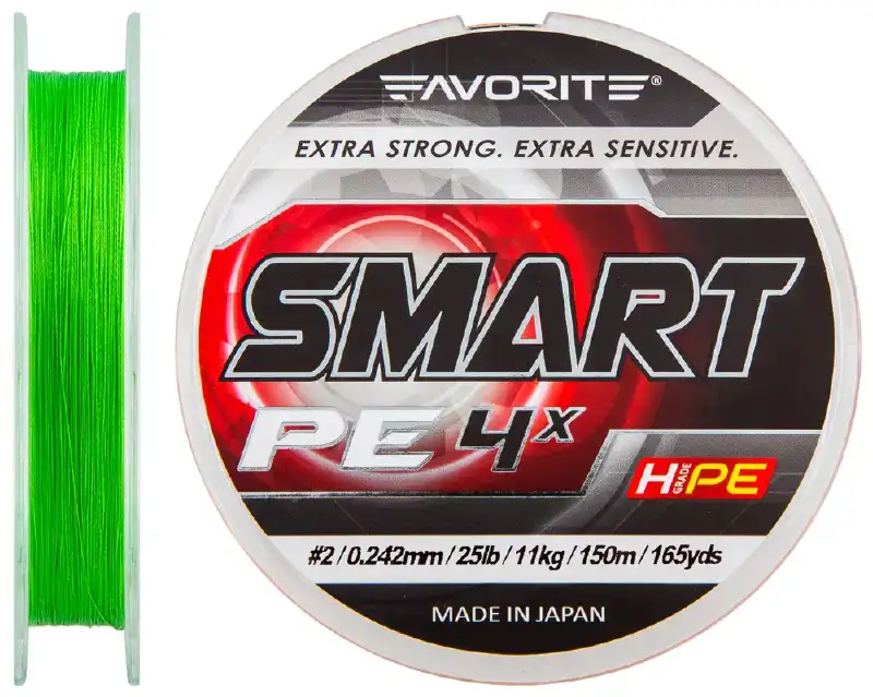 Шнур Favorite Smart PE 4x 150м (салат.) #2.0/0.242мм 11кг