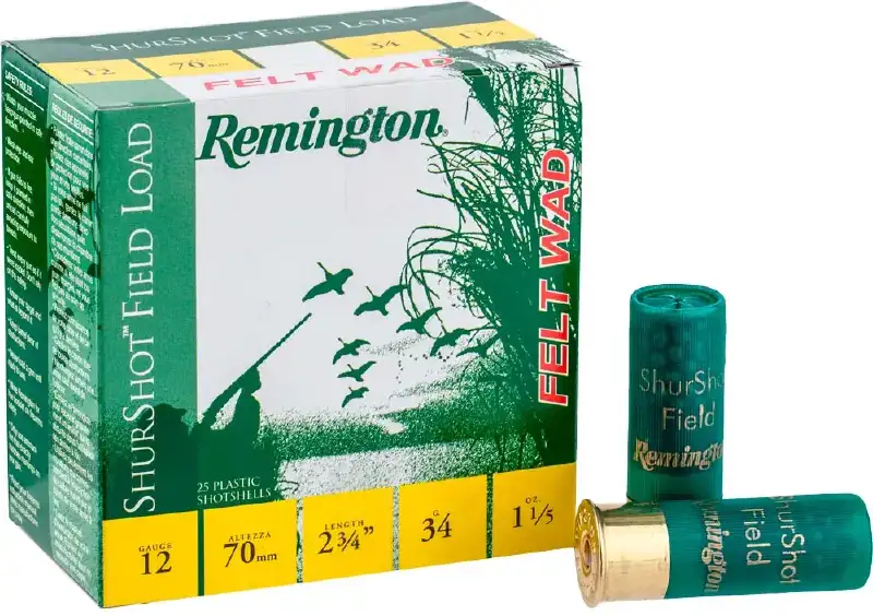 Патрон Remington Shurshot Field felt wad кал.12/70 дріб №5 (2,5 мм) наважка 34 грам/ 1 1/8 унції. Без контейнера.