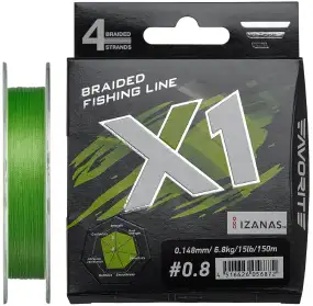 Шнур Favorite X1 PE 4x 150m (l.green) #0.8/0.148 mm 15lb/6.8 kg