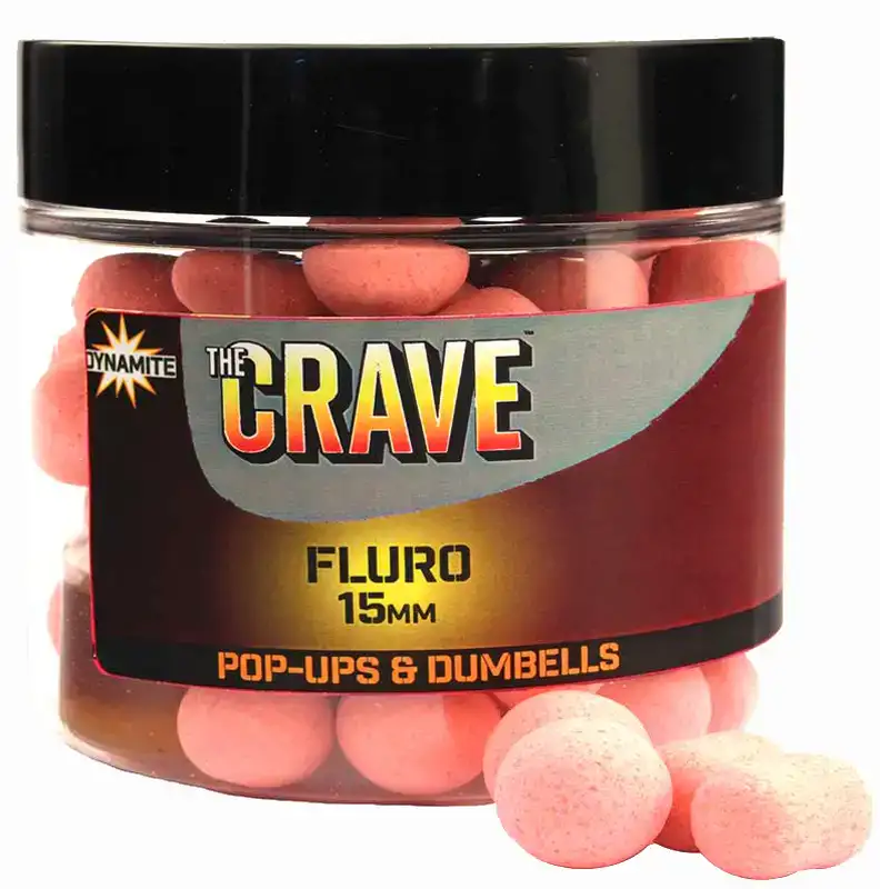 Бойлы Dynamite Baits Fluro Pop-Ups & Dumbells Crave Pink 10mm