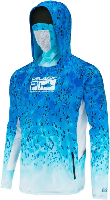 Реглан Pelagic Exo-Tech Hooded Fishing Shirt M Blue Dorado