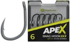 Крючок карповый RidgeMonkey Ape-X Snag Hook 2XX с бородкой (10 шт/уп)