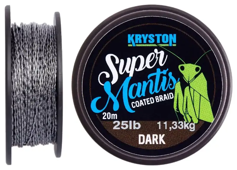 Поводковый материал Kryston Super Mantis Coated Braid 20m 25lb ц:dark silt