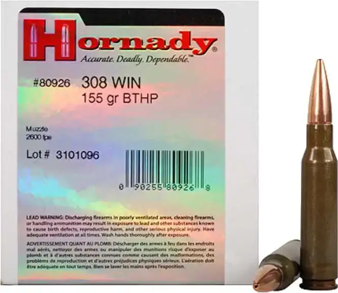 Патрон Hornady Steel Match кал. 308 Win пуля BTHP масса 10 г/155 гран